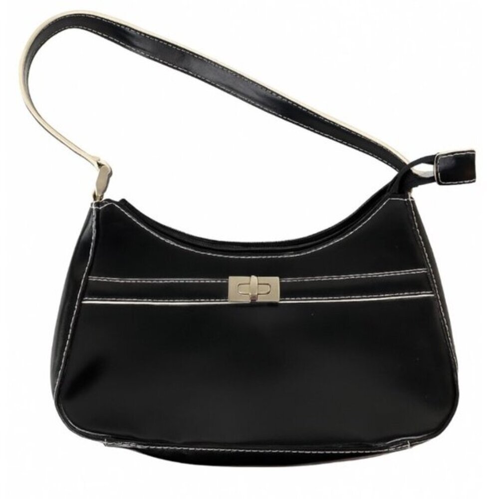Wilsons Leather Women's Classic Crescent Black Leather Shoulder Bag Small